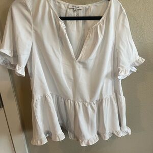 Madewell Cream Ruffle Sleeve Blouse